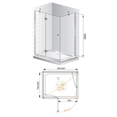 Душевой угол CEZARES Verona VERONA-W-AH-1-100/80-C-Cr. Фото