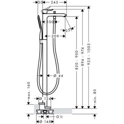 Смеситель для ванны Hansgrohe Metris 31471000. Фото