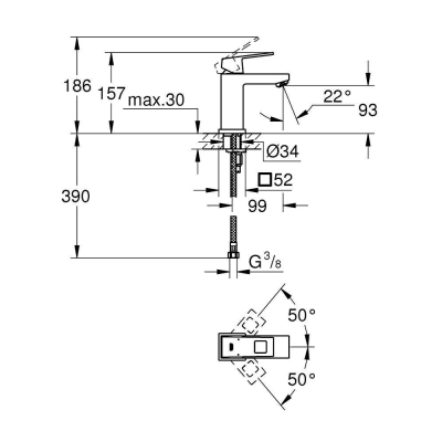 Смеситель для раковины GROHE Eurocube 2313200E. Фото