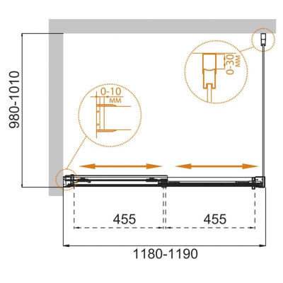 Душевой угол CEZARES Tandem Soft TANDEM-SOFT-AH-2-120/100-P-Cr-L. Фото