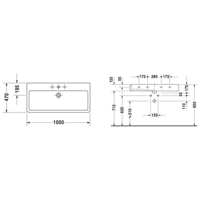 Раковина для мебели DURAVIT VERO 100х47 0454100000. Фото
