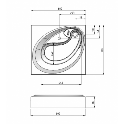 Раковина над стиральной машиной MADERA Ameli 600 60х60. Фото
