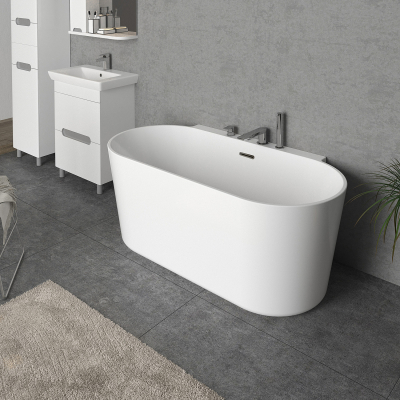 Ванна акриловая Azario MEDFORD 1700х800х580 пристенная, в комплекте с сифоном и металлической рамой MED17080. Фото