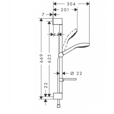 Душевой гарнитур Hansgrohe Croma Select E Vario 65см 26582400. Фото