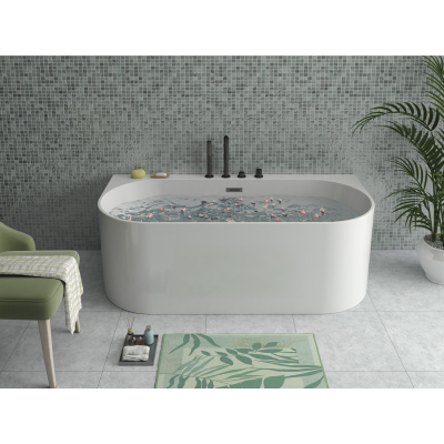 Ванна акриловая Azario BRADFORD 1800х800х580 пристенная, в комплекте с сифоном и металлической рамой BRA18080. Фото