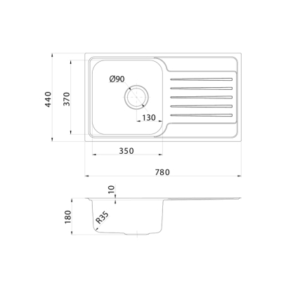 Мойка нерж. сталь полированная с крылом 780*440*180 Sound IDDIS SND78PDi77. Фото