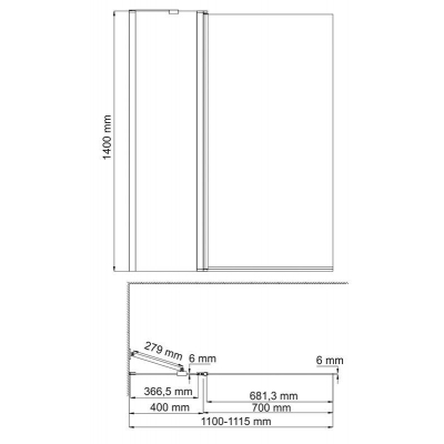 Стеклянная шторка на ванну WASSERKRAFT Berkel 48P02-110WHITE Fixed. Фото