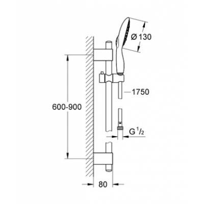 Душевой гарнитур GROHE Power & Soul 27738000. Фото