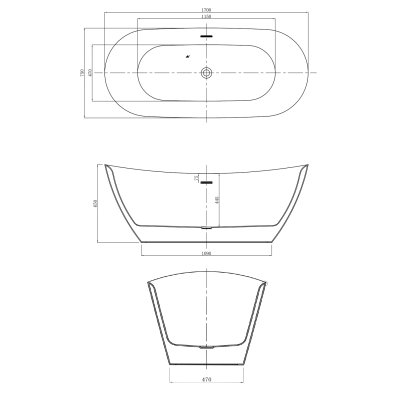 Ванна акриловая Azario GOLDFIELD 1700х750х650 свободностоящая, в комплекте с сифоном и металлической рамой GOL17075. Фото