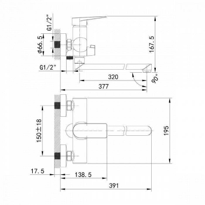 Смеситель для ванны с длинным изливом Bridge IDDIS BRDSB02i10WA. Фото