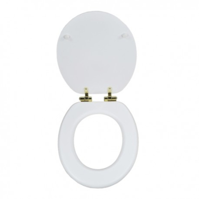 Деревянное быстросъемное сидение MAGLIEZZA Retro 9000B-DO белое, петли золото. Фото