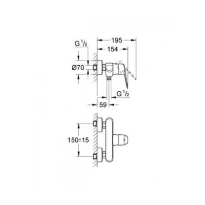 Смеситель для душа GROHE Eurodisc Сosmopolitan 33569002. Фото