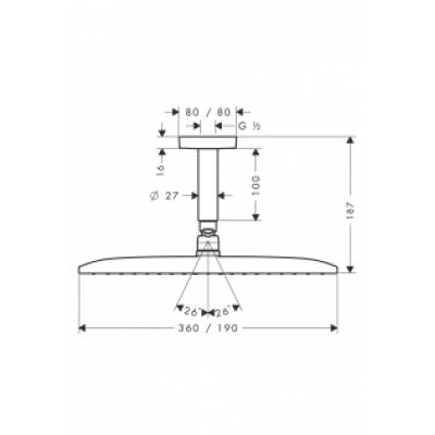 Верхний душ HANSGROHE Raindance Е Air 1jet 360 27381000. Фото