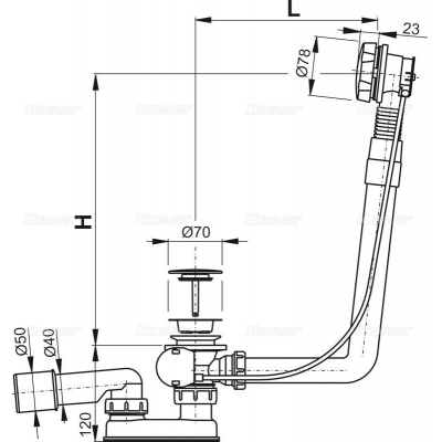 Слив-перелив ALCAPLAST A550KM (80 см). Фото