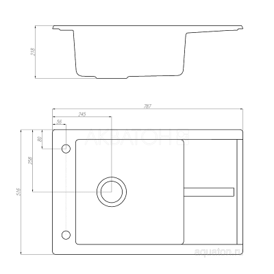 Мойка для кухни Акватон Делия 78 прямоугольная с крылом песочная 1A715132DE220. Фото
