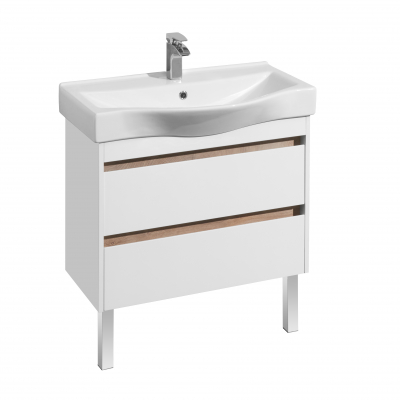 Тумба под раковину подвесная AQUATON Нортон 80 Белый Глянцевый/Дуб Эндгрейн 1A248901NT010. Фото