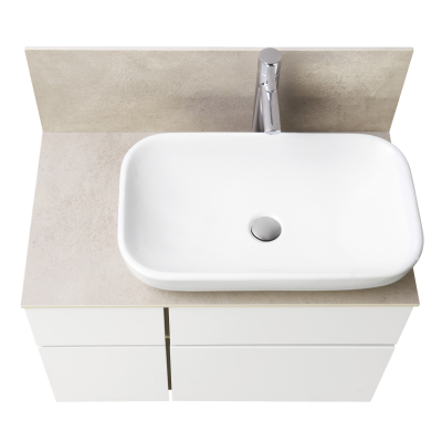 Тумба под раковину подвесная AQUATON Мишель 80 Белый Софт/Дуб Эндгрейн 1A244501MIX40. Фото