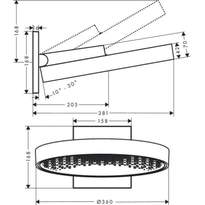 Верхний душ Hansgrohe Rainfinity 360 1jet 26230000. Фото