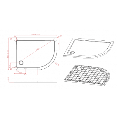 Душевой поддон SMC (стеклокомпозит) CEZARES TRAY-M-RH-120/90-550-35-W-L. Фото