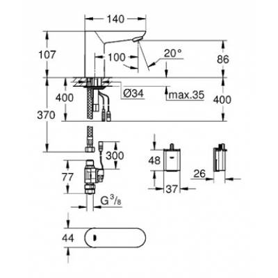 Смеситель для раковины GROHE Euroeco Cosmopolitan E 36271000. Фото