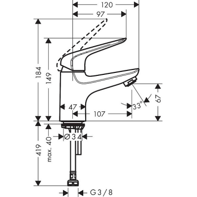 71050000 HANSGROHE  Novus кран для холодной воды 70 без донного клапана. Фото