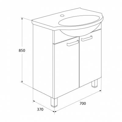 Тумба под раковину напольная IDDIS Harizma HAR70W2i95. Фото