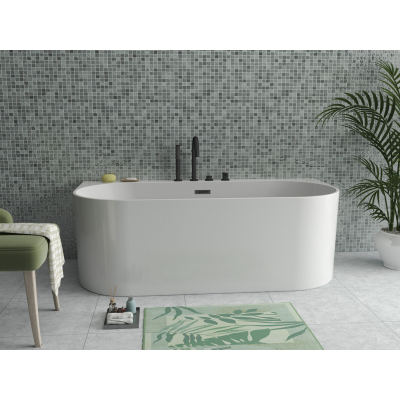 Ванна акриловая Azario BRADFORD 1800х800х580 пристенная, в комплекте с сифоном и металлической рамой BRA18080. Фото