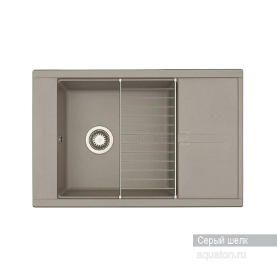 Мойка для кухни Акватон Делия 78 прямоугольная с крылом серый шелк 1A715132DE250. Фото