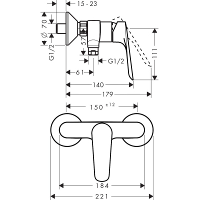 Смеситель для душа Hansgrohe Logis E 71602000. Фото