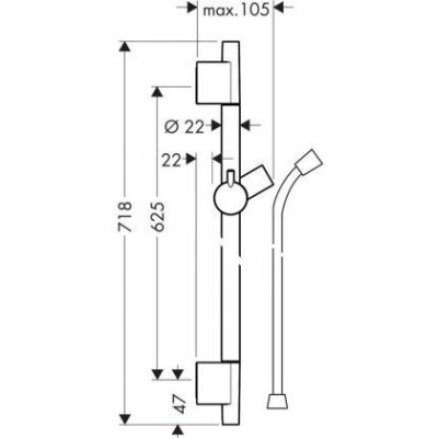 Штанга для душа Hansgrohe Unica S Puro 28632140. Фото