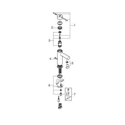 GROHE 32899001 Essence+ Смеситель однорычажный для раковины, цепочка, S-Size. Фото