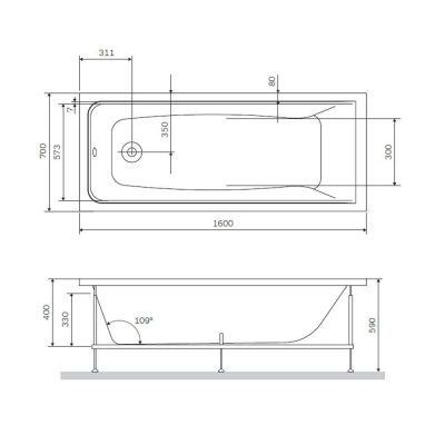 Каркас для ванны 160х70 см AM.PM Gem W90A-160-070W-R. Фото