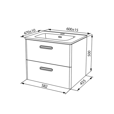 Тумба с умывальником подвесная 60 см белая Brick IDDIS BRI60W0i95K. Фото