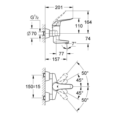 Смеситель для раковины GROHE Euroeco Special 32770000. Фото