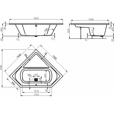 Ванна акриловая VAGNERPLAST Cavallo corner 140 VPBA140CAV3X-01. Фото