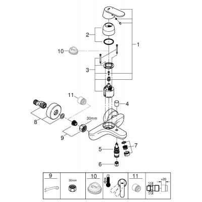 Смеситель для ванны GROHE Eurosmart Cosmopolitan 32831000. Фото