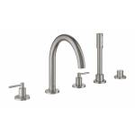 GROHE 19922DC3 Atrio New Комлект для ванны на 5 отверстий (смеситель двухвентильный, круглый излив, рукоятки-рычаги, ручной душ, переключатель), СуперСталь GROHE 19922DC3 Atrio New Комлект для ванны на 5 отверстий (смеситель двухвентильный, круглый излив, рукоятки-рычаги, ручной душ, переключатель), СуперСталь. Фото
